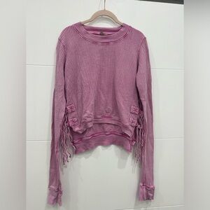 Free People Pink Interlaken Thermal Long-Sleeve